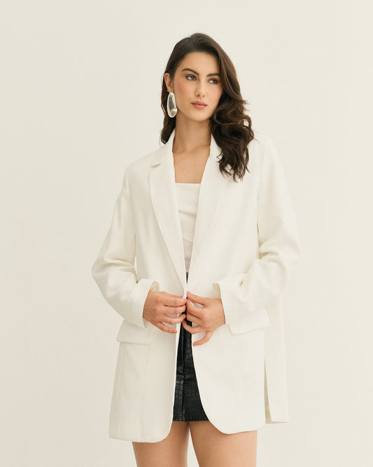 BLAZER OVERSIZED ALONGADO FENDA LATERAL OFF WHITE