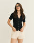 BLUSA POLO TRICOT MANGA CURTA PRETO