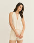 BLUSA DECOTE V FRENTE ÚNICA OFF WHITE
