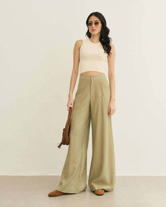 CALÇA PANTALONA BOLSOS LATERAIS CANA (VERDE)