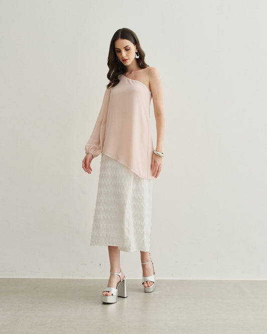 BLUSA ASSIMÉTRICA DE UM OMBRO SÓ ROSA