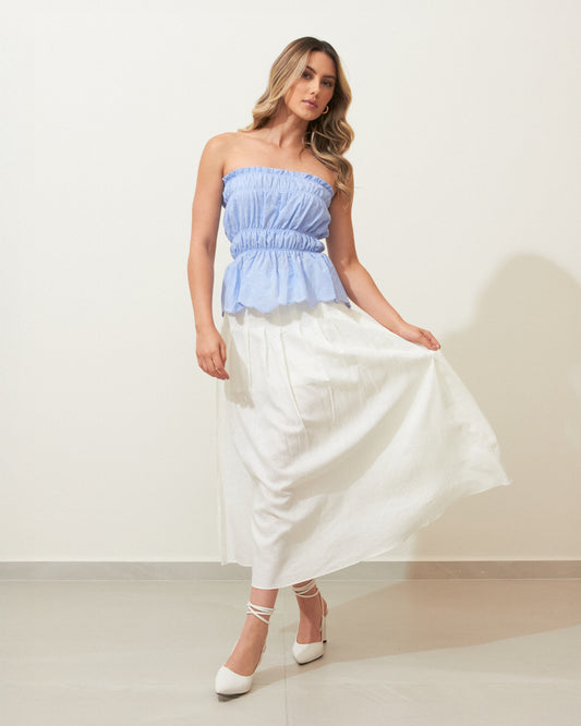 Saia Midi Pregas Off WHITE