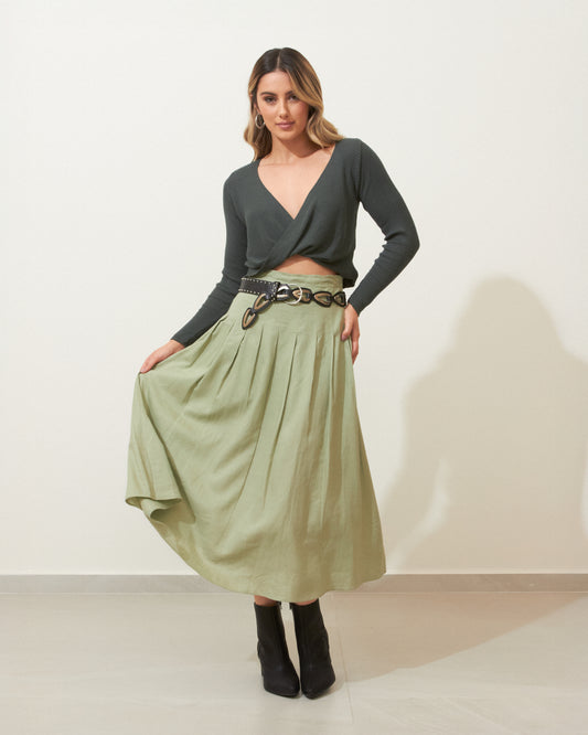 Saia Midi Pregas Off VERDE