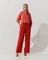Calça Pantalona Cós Franzido VERMELHO