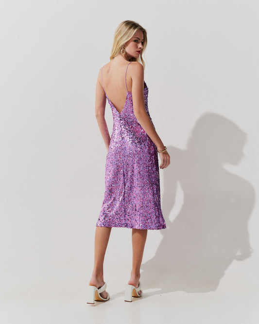 Vestido Midi Maya Decote V LILAS