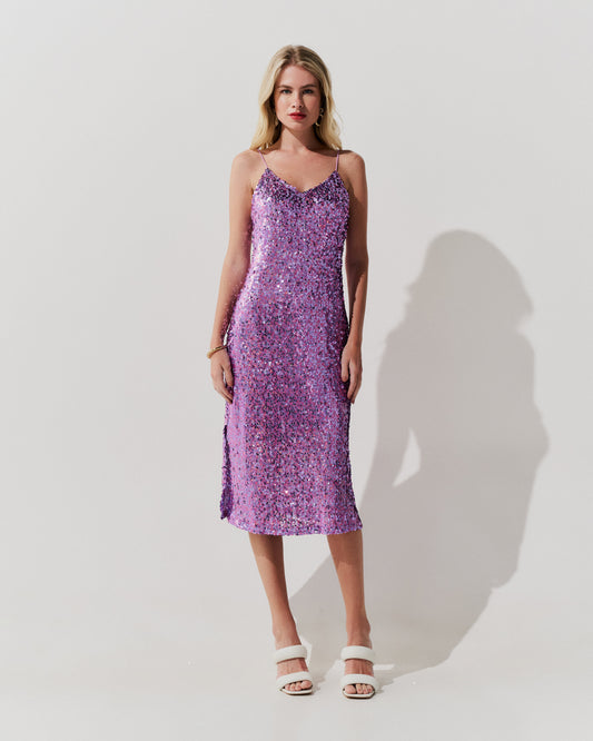 Vestido Midi Maya Decote V LILAS