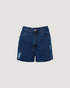 Shorts Cintura Alta com Puidos Jeans ESCURO