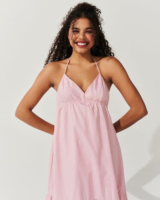Vestido Longo Decote V Rosa UNICA