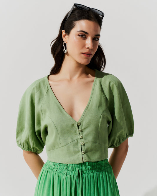 Blusa Manga Recortes VERDE