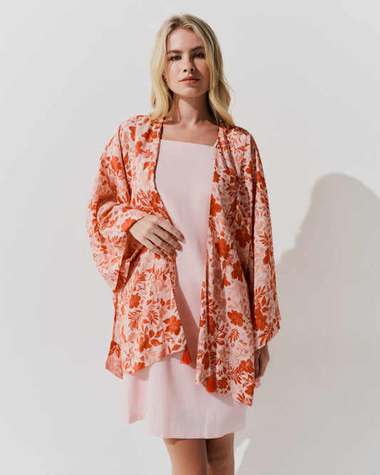 Blusa Kimono Fendas Laterais VERMELHO