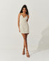 Vestido Recortes Costas BEGE