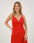 VESTIDO MIDI COM SOBREPOSIÇÃO VERMELHO