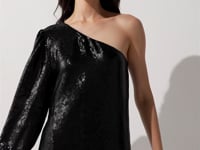 Vestido Vancouver Paetê um Ombro Só Preto UNICA