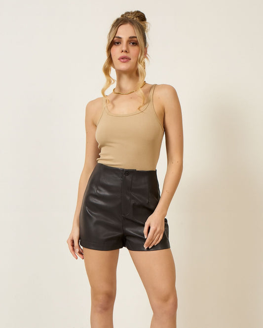 Shorts Courino Cintura Alta PRETO