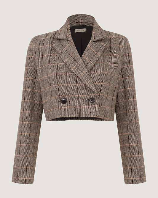 BLAZER CROPPED XADREZ CINZA