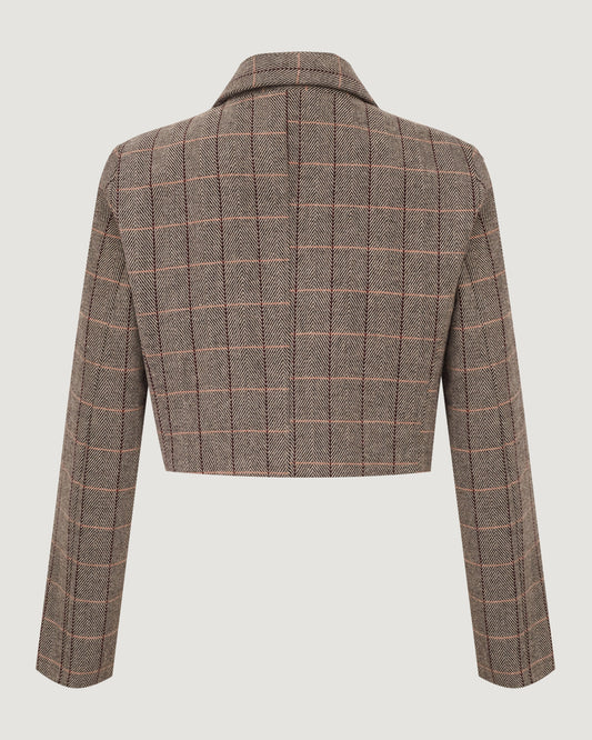 BLAZER CROPPED XADREZ CINZA