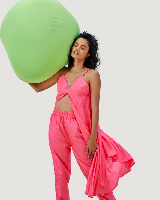 Vestido Regata Fenda Tafetá ROSA