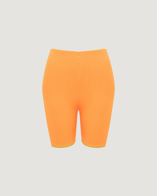 Shorts Biker Canelado LARANJA